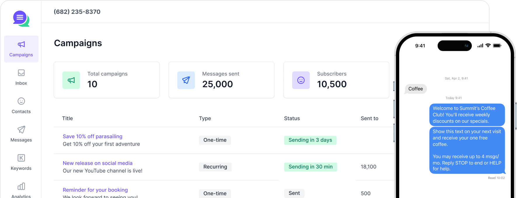 screenshot of Textla's platform