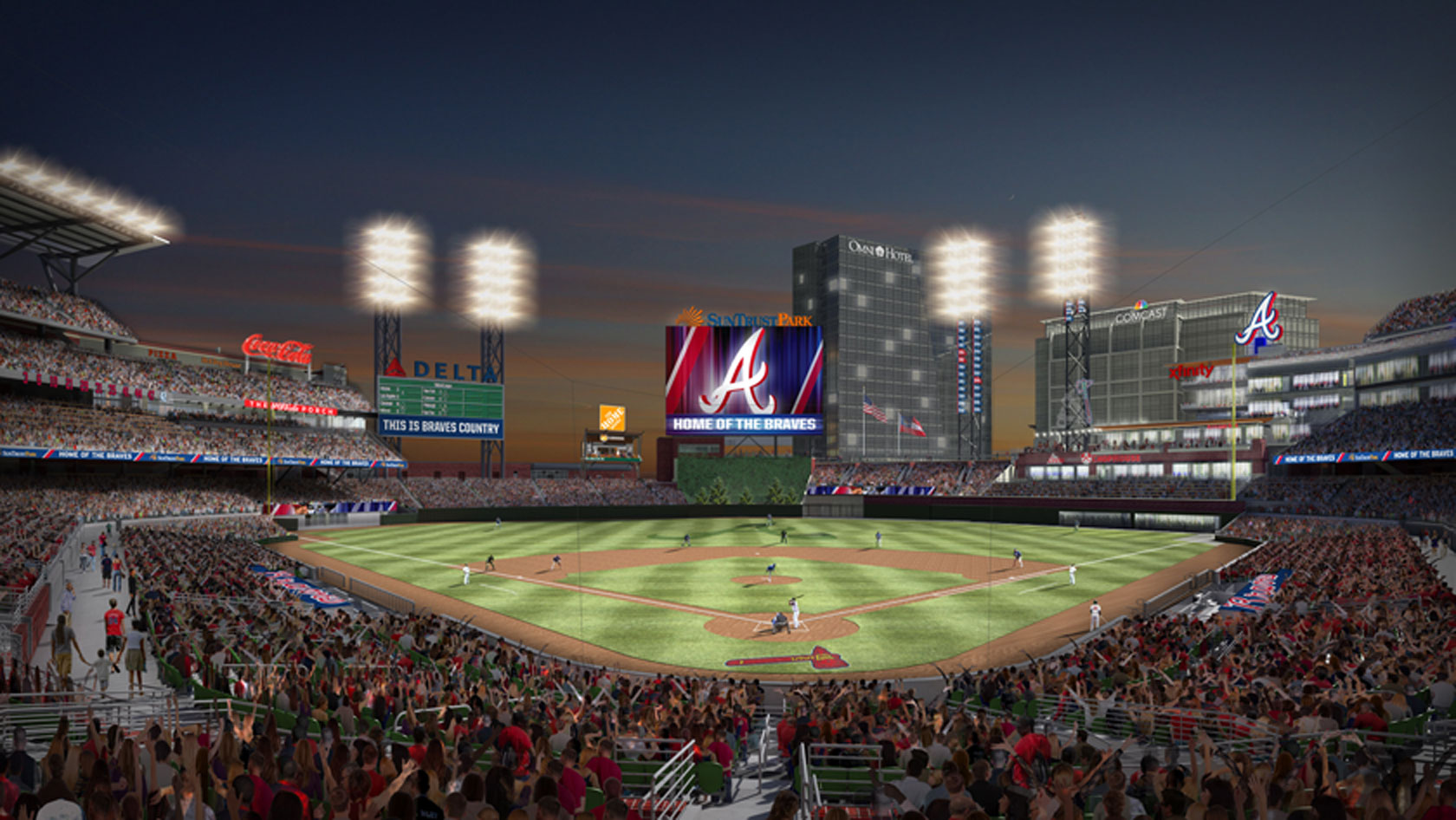 Rendering of SunTrust Park at night