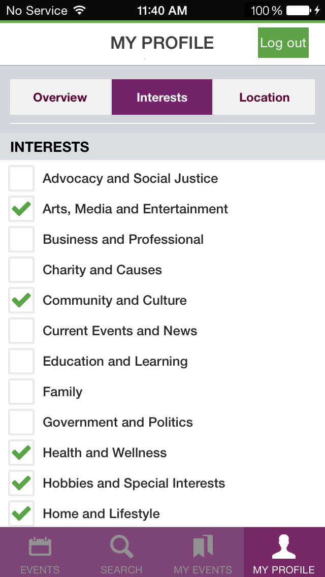 GV mobile app my profile