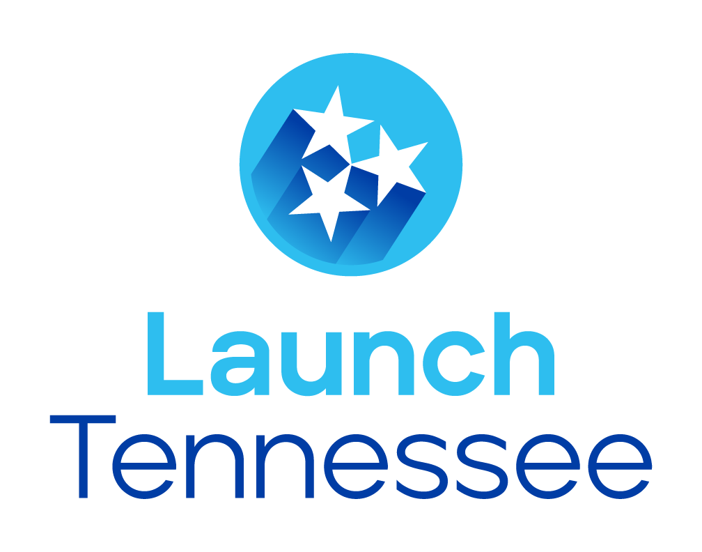 Launch Tennessee logo in blue and white 
