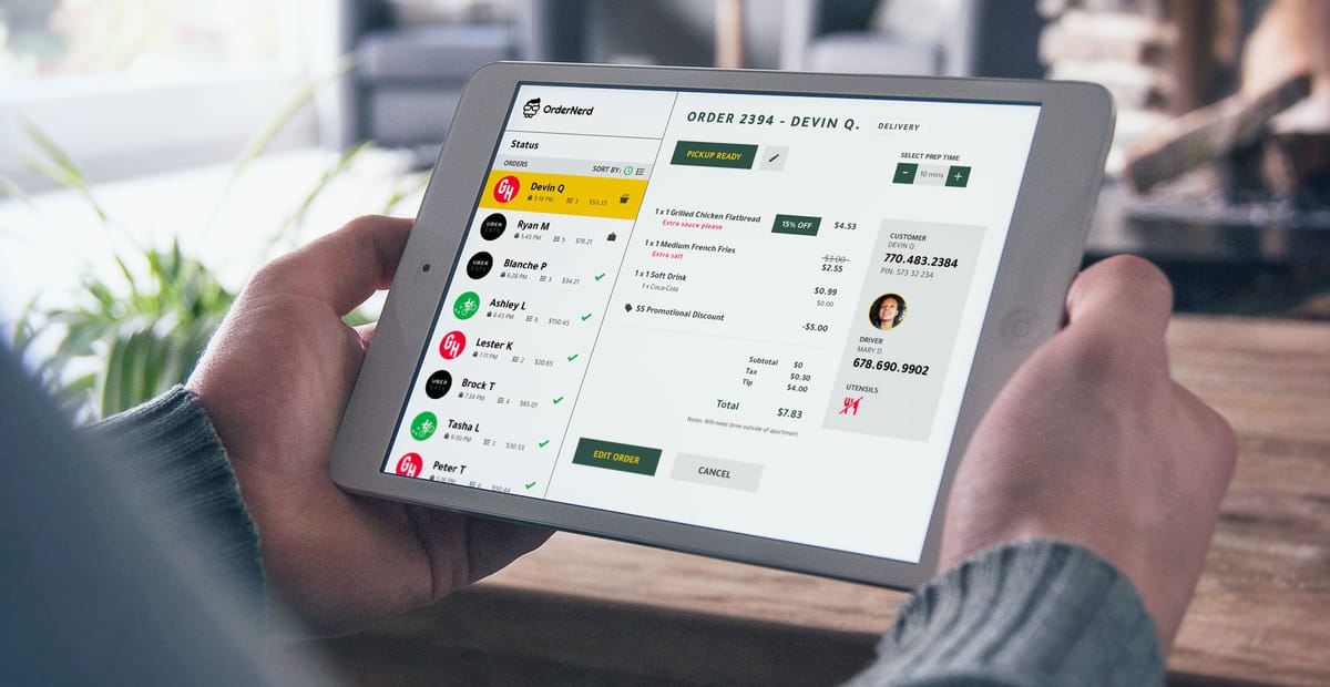 As Food Delivery Grows, Atlanta-based OrderNerd Looks To Help Restaurants Escape "Tablet Hell"