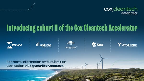 Cox Cleantech Accelerator Brings Global Energy Startups to Atlanta for Cohort Two