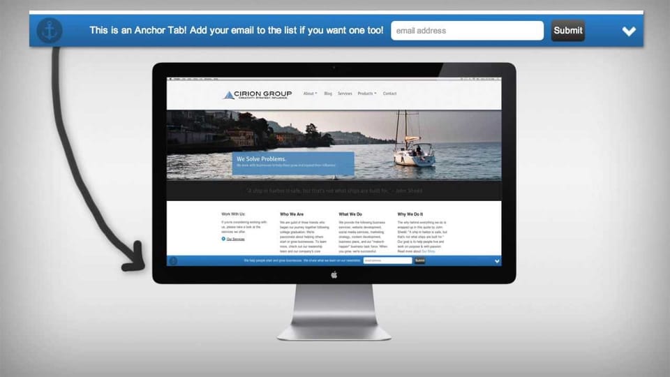 Email Opt In Bar: Anchor Tab