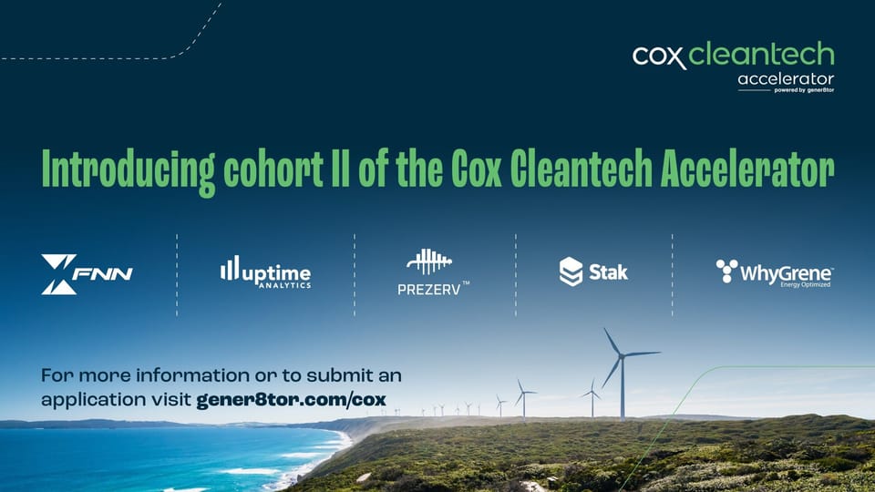 Cox Cleantech Accelerator Brings Global Energy Startups to Atlanta for Cohort Two